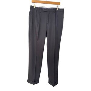 LAUREN RALPH LAUREN Men's 32 Black dress pants slacks straight cut pleated front